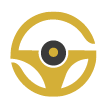 stylized steering wheel icon representing driving vehicles 5 essential features